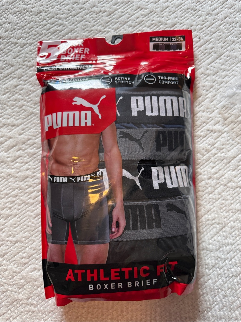 Puma Men's Athletic Fit Boxer Briefs - Black & Gray 5 pack